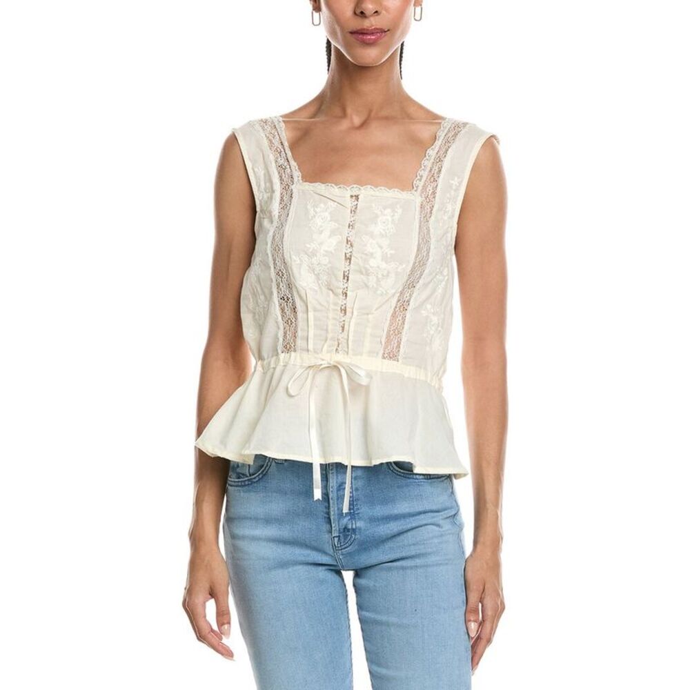 Abbey Womens  Sleeveless Peplum Top, White
